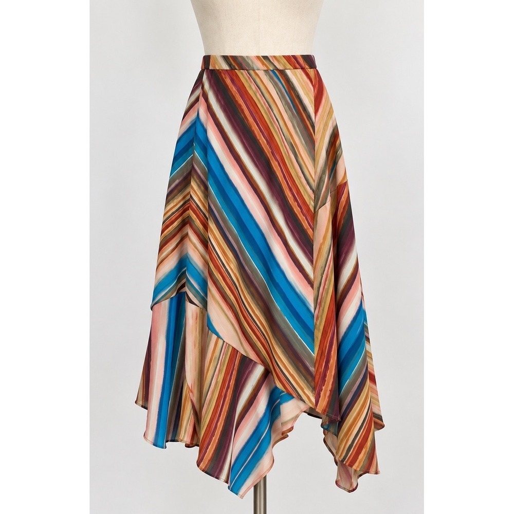 Double D Ranch Serape Stripe Southwestern Asymmetrical Midi Skirt S NWT